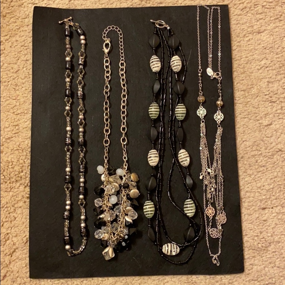 Lot of 4 Black/Silver/Neutral Necklaces EUC